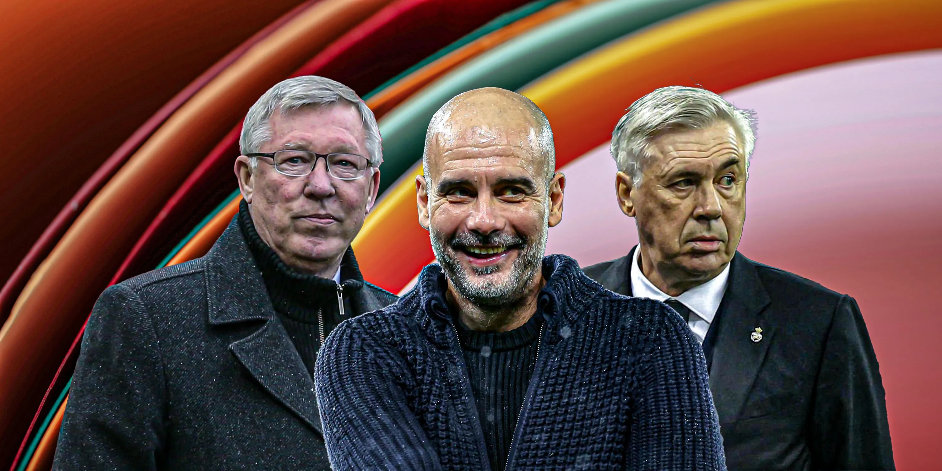 Hình ảnh minh họa về các HLV bóng đá vĩ đại nhất lịch sử, bao gồm cả Sir Alex Ferguson và Pep Guardiola