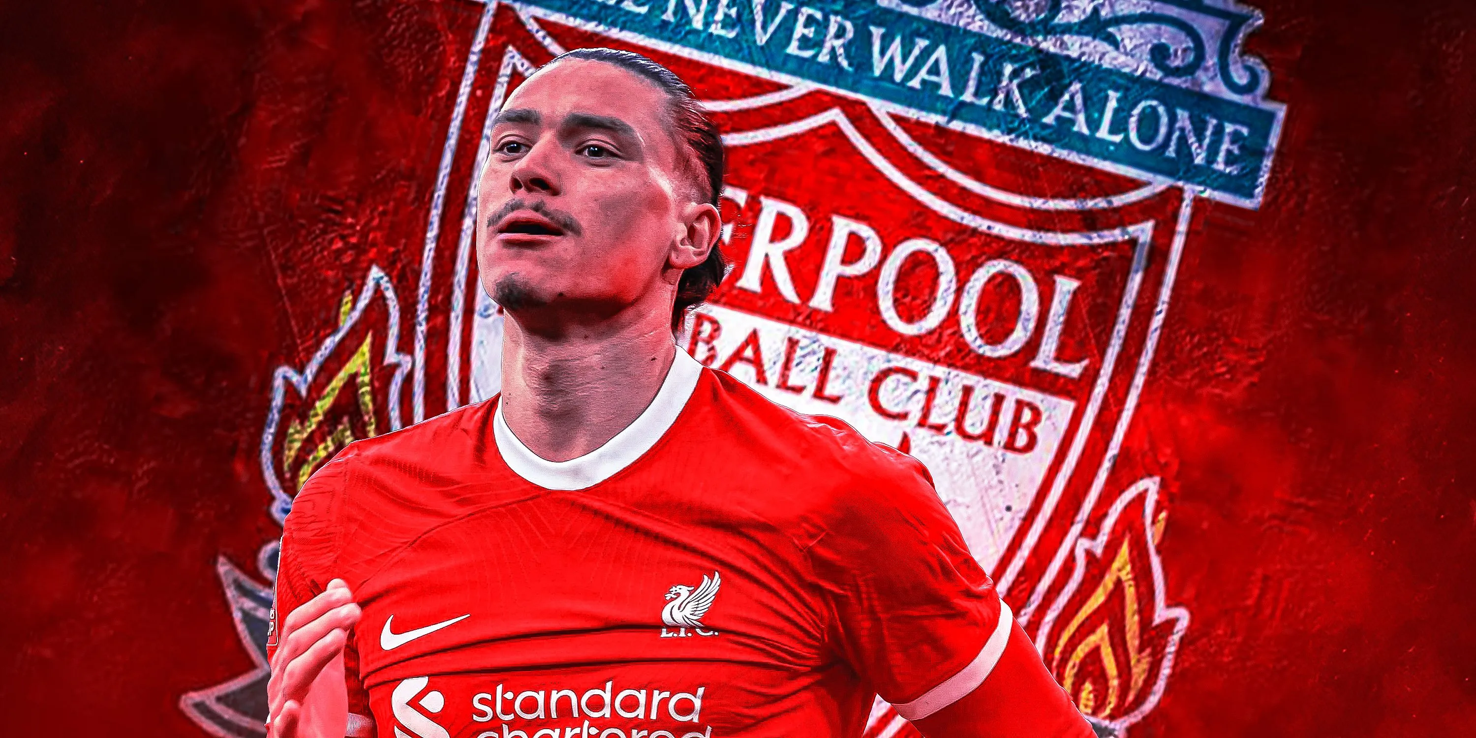 Darwin Nunez, tiền đạo đắt giá kỷ lục của Liverpool, trong một pha bóng tại Premier League