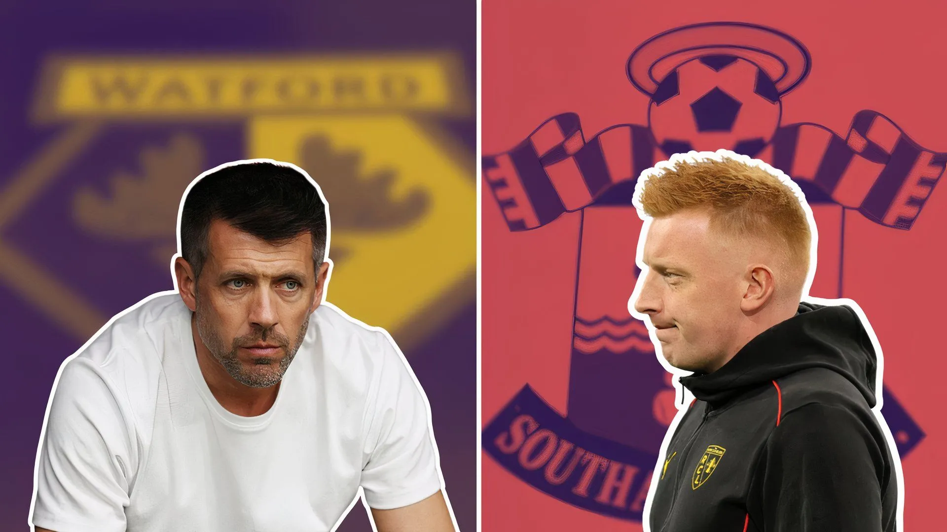 Huấn luyện viên Paulo Pezzolano của Watford FC và Will Still của Southampton, các chiến lược gia tại Hạng Nhất Anh